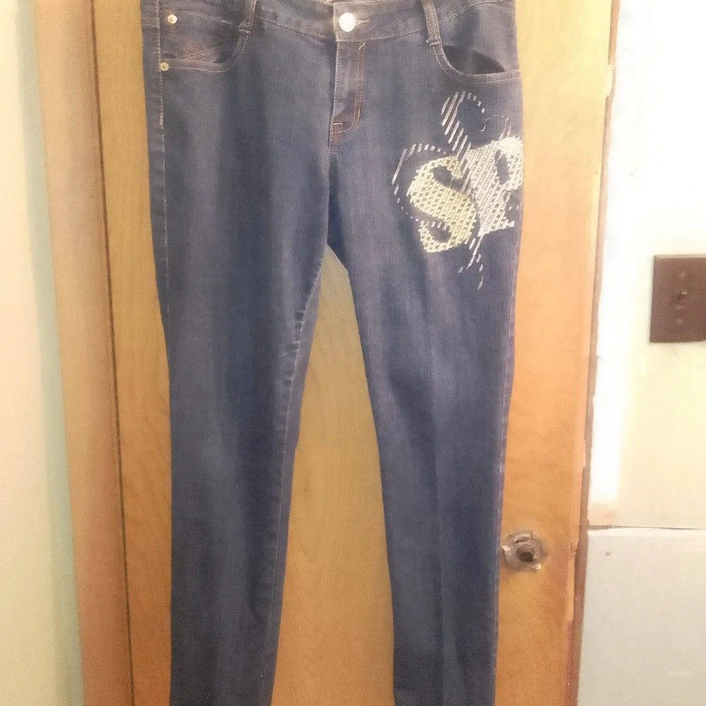 South Pole Y2K  Blue Skinny Jeans with‎ Embellished Logo